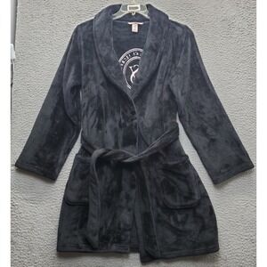 Victoria's Secret Cozy Plush Fleece Robe Womens XS Black Belt Waist Shawl Collar